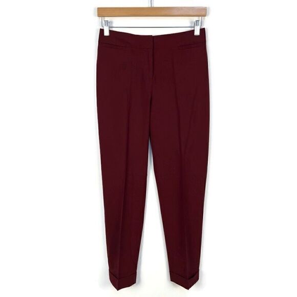 Lafayette 148 Pleated Trousers Pants Burgundy Red women’s 4 - Picture 1 of 10